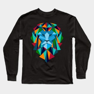 Lion Polygon Colorful Face Long Sleeve T-Shirt